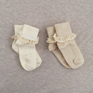 Lace-trimmed Dress Socks (2 pairs set)