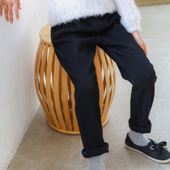 Winter Furry Comfort-Fit Corduroy Trousers (Black)