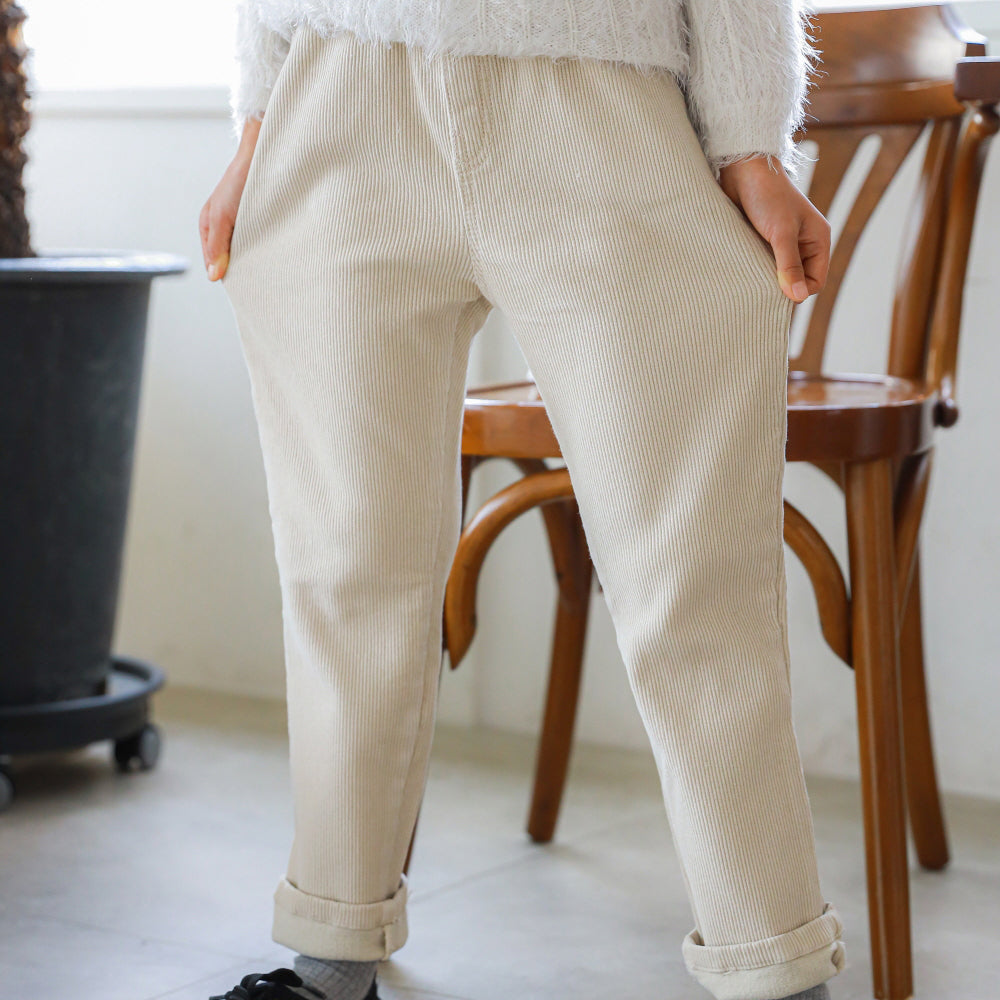 Winter Furry Comfort-Fit Corduroy Trousers (ivory)