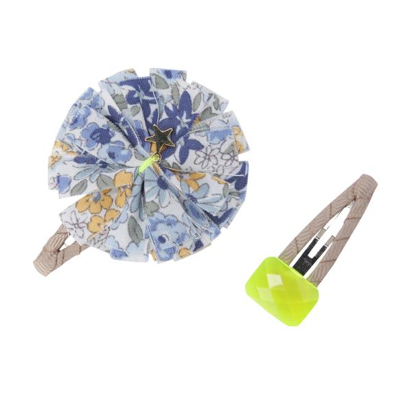 Jewel and Flower Hair Slides - Blue