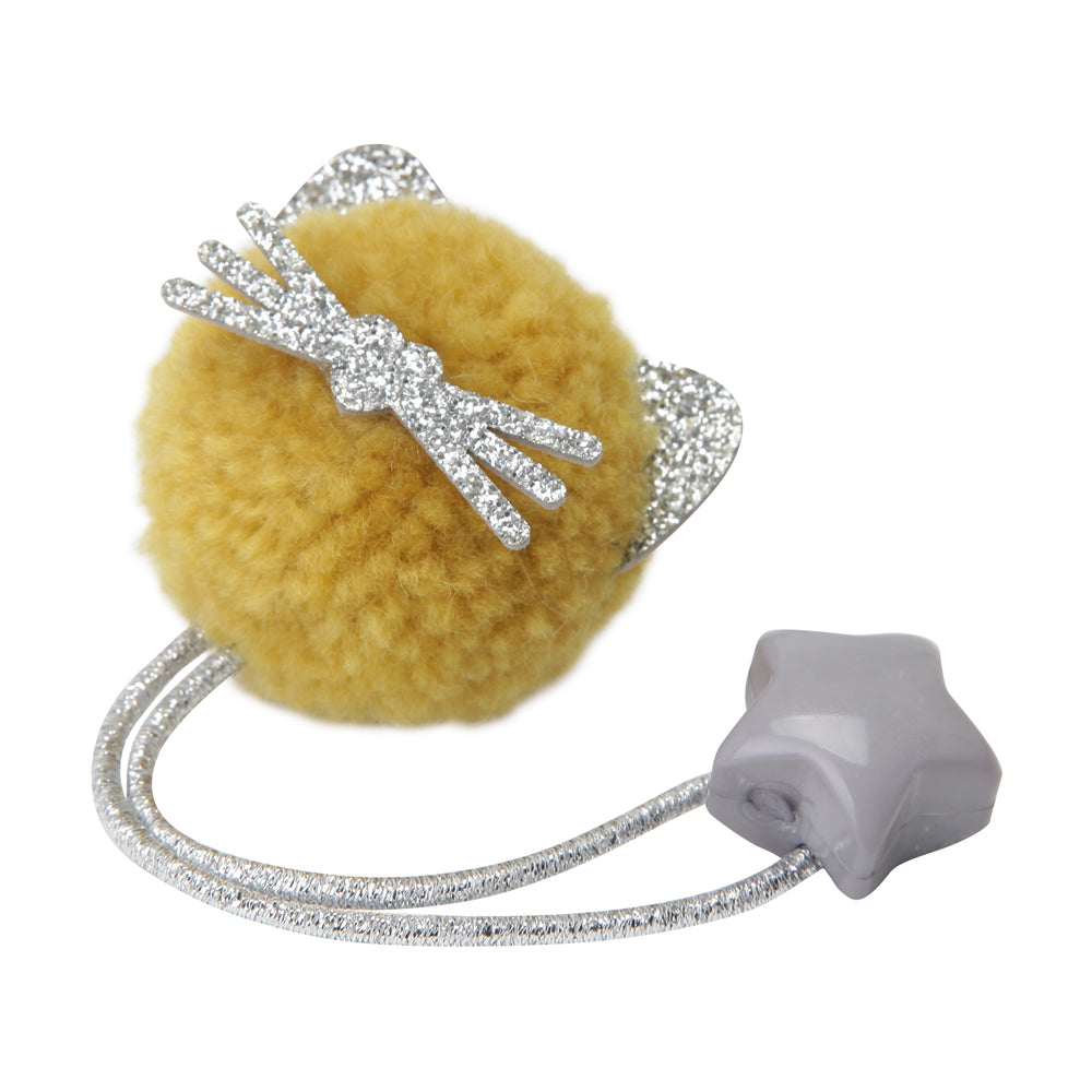 Kitty pom pom hair tie - Mustard