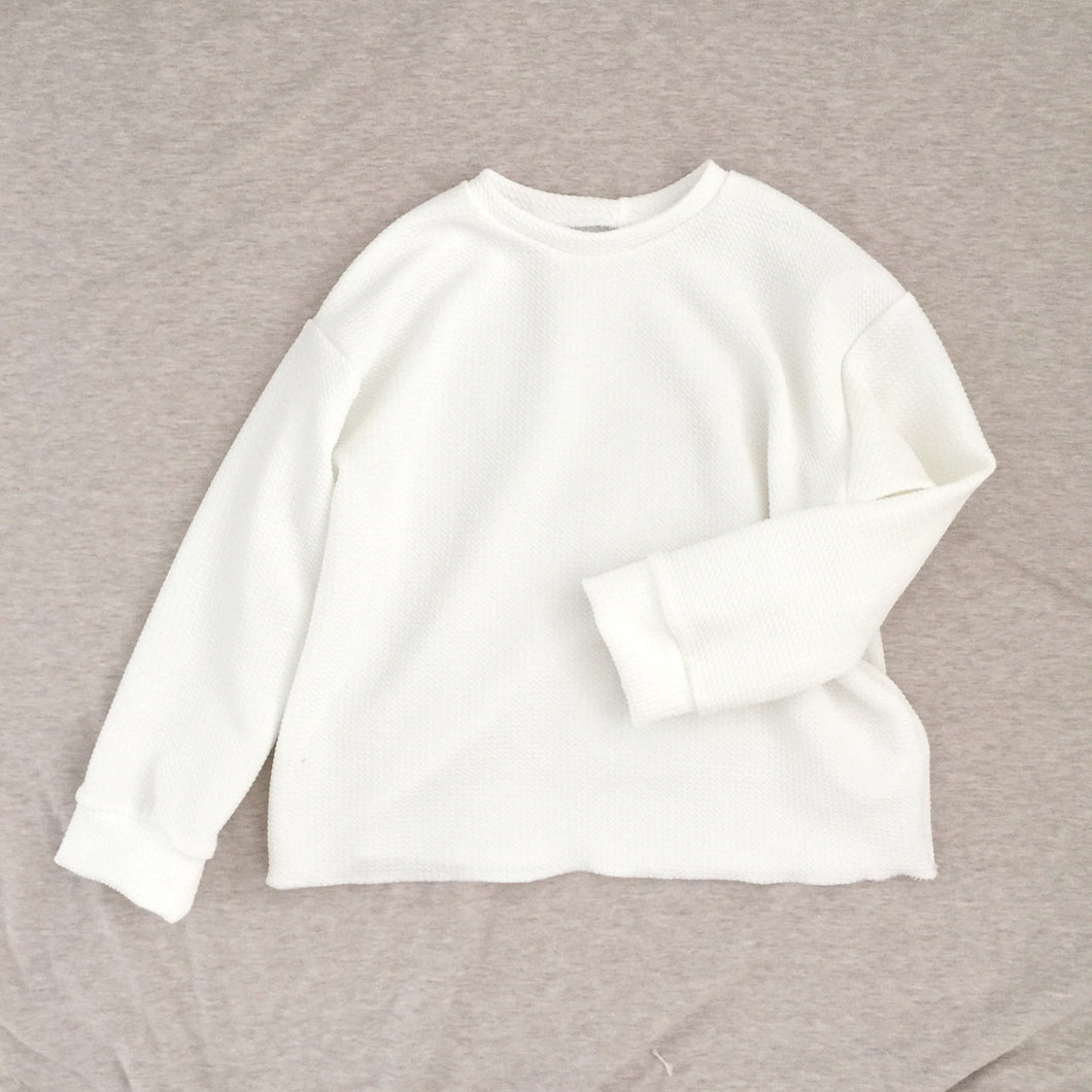 Pique Knit Pullover, white