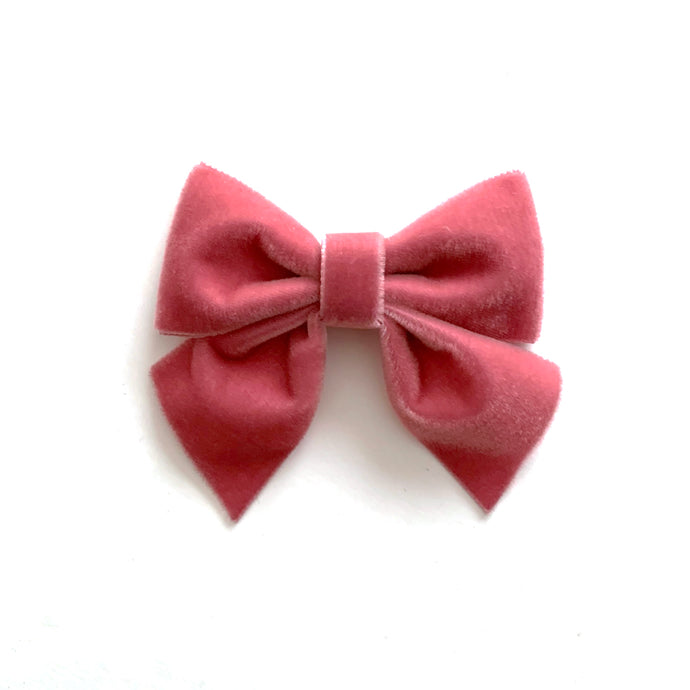 Velvet Bow hair clips (rose)