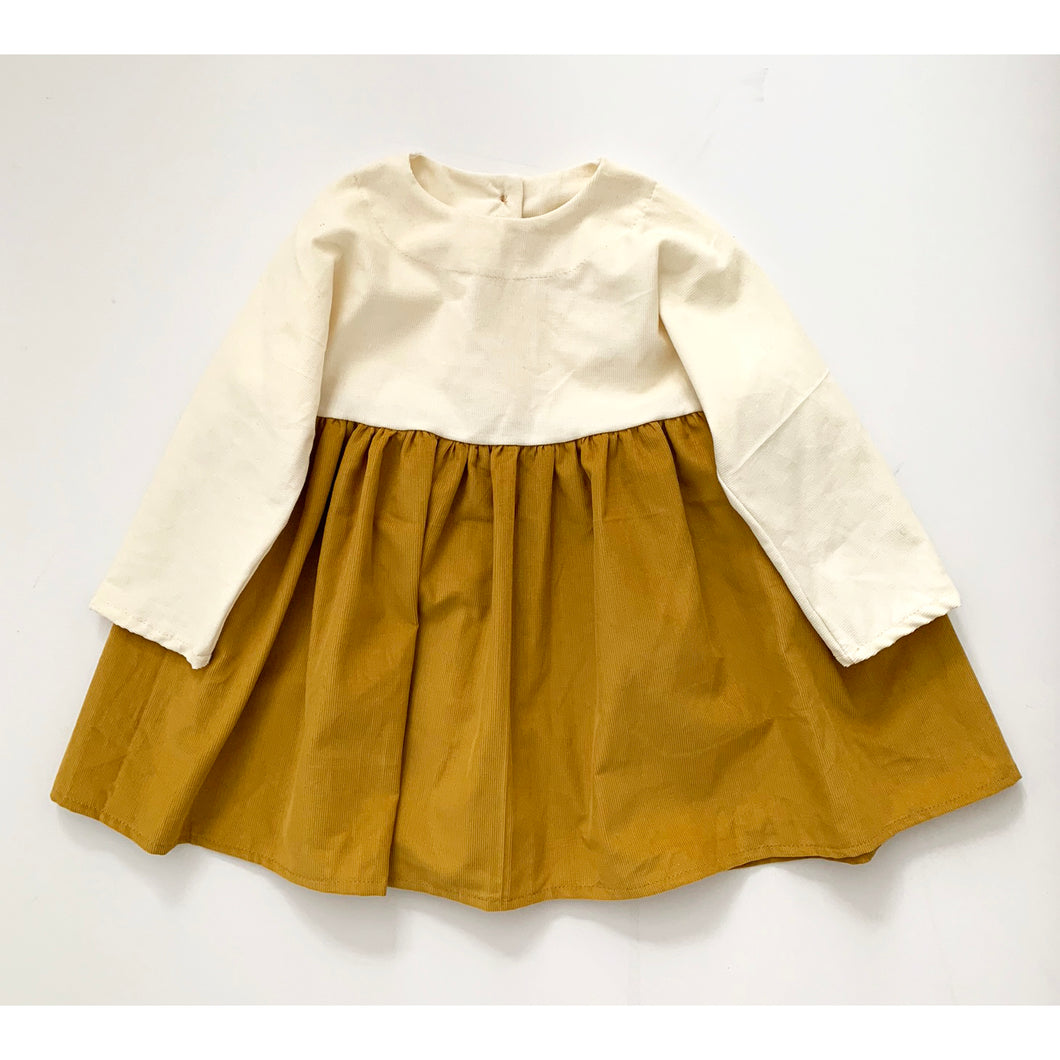 Miri Bicolor Dress (Ivory/Mustard)