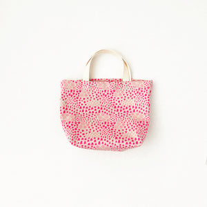 Mini Canvas Tote - Neon Pink Tulips