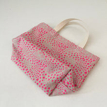 Mini Canvas Tote - Neon Pink Tulips