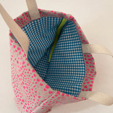 Mini Canvas Tote - Neon Pink Tulips