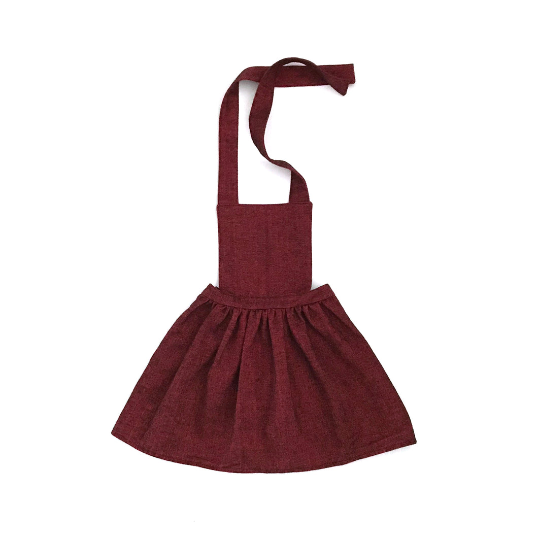 Clio Pinafore Dress (Redwood Herringbone Flannel) - Girls