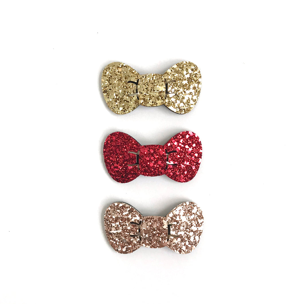 Glitter Bow hair clips