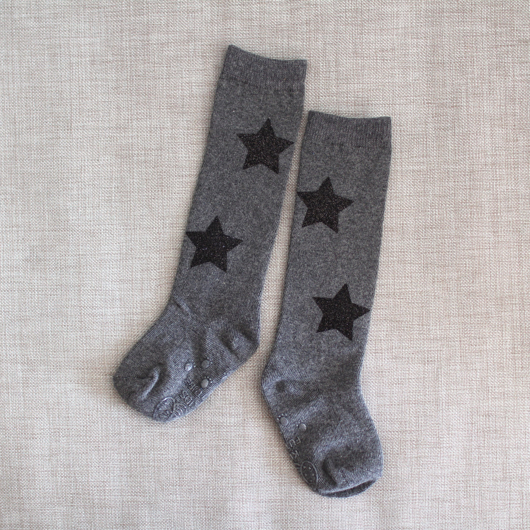 Twinkle socks - Gray with Black Stars