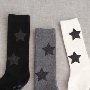 Twinkle socks - Ivory with Black Stars