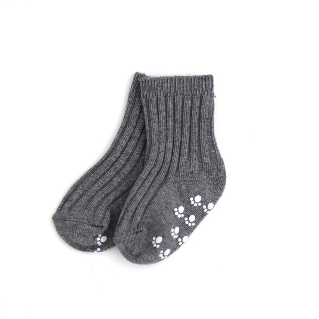 Ribbed Ankle Socks - Gray