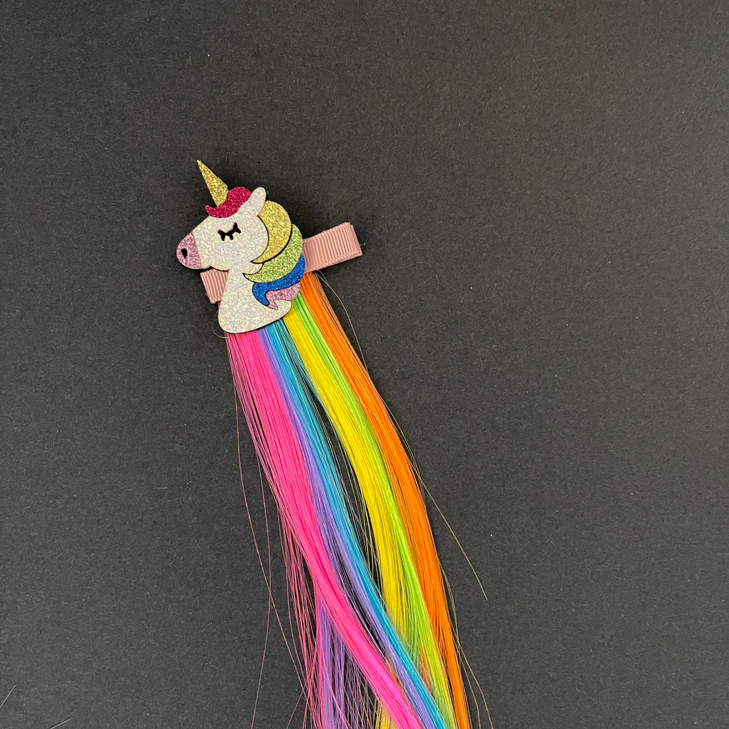 Unicorn slide with rainbow hair piece