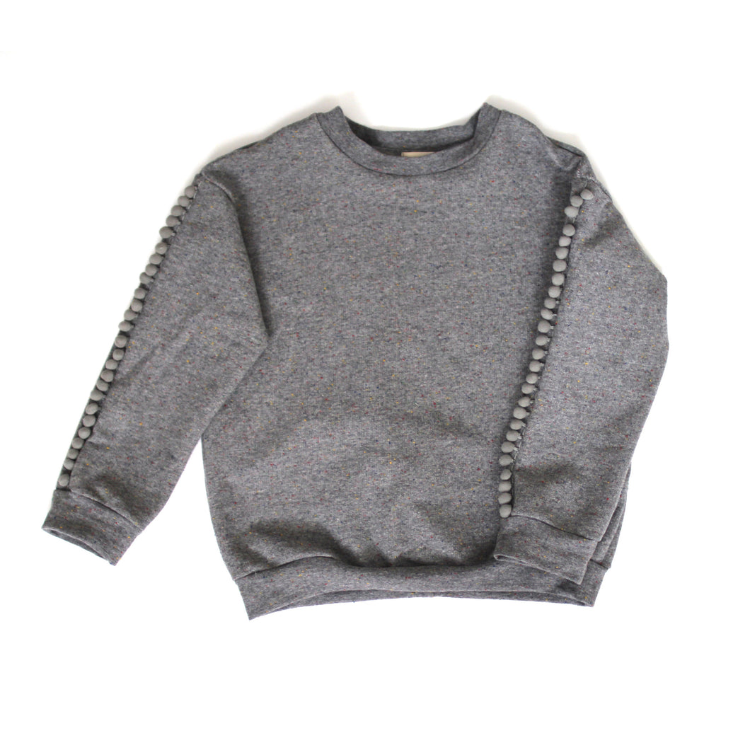 Grey Pom Pom Confetti Pullover