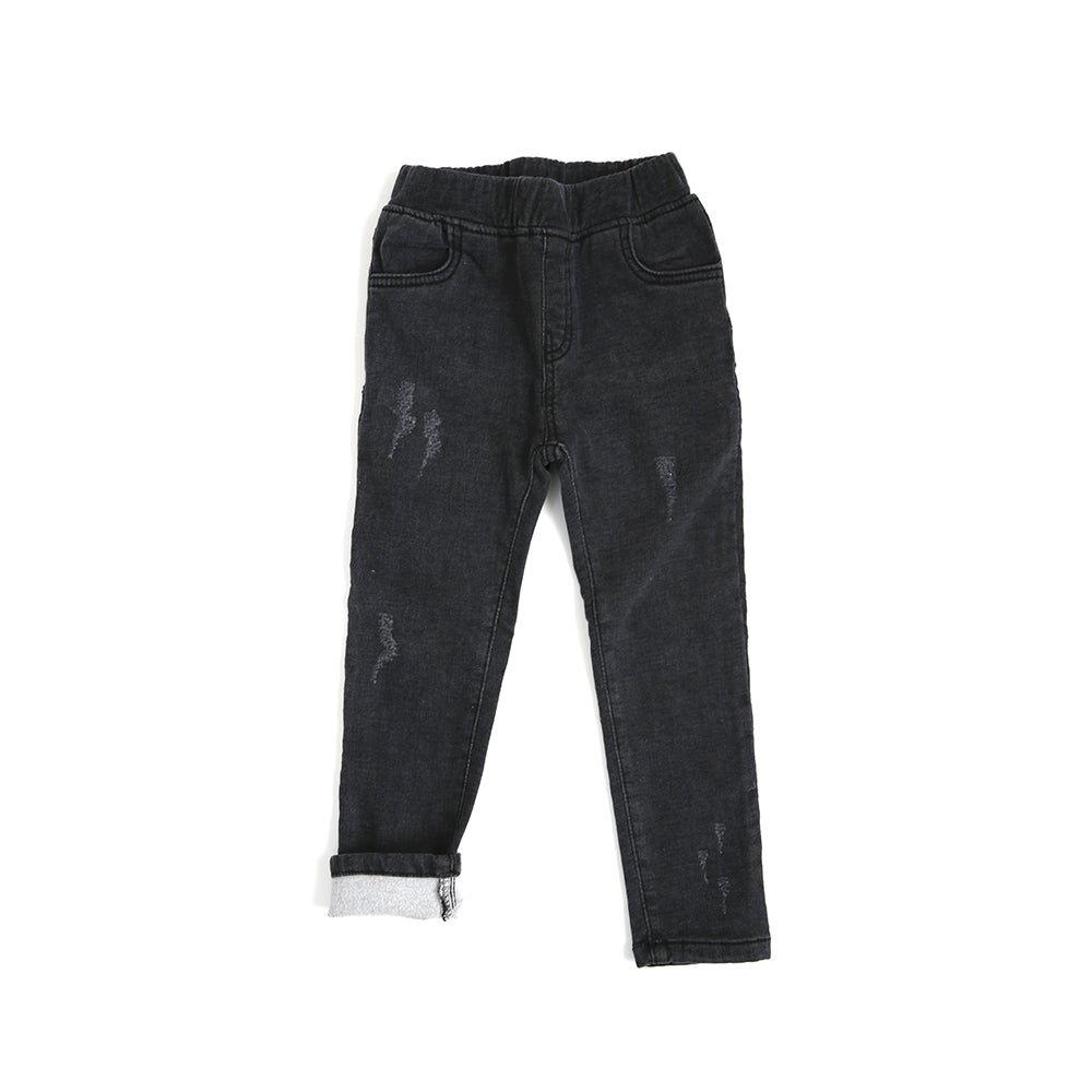 Winter Furry Slim Jeans (distressed black)