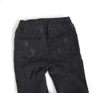 Winter Furry Slim Jeans (distressed black)