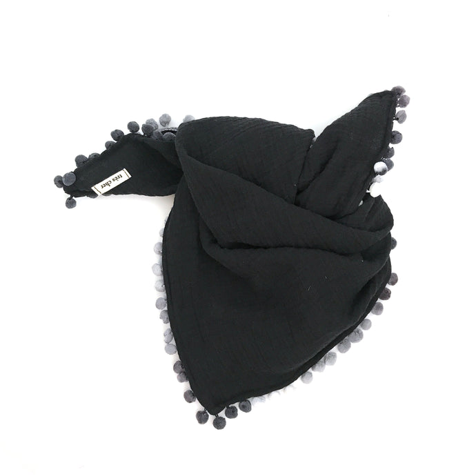 Triple Gauze Pom Pom Scarf  (monotone ombre)