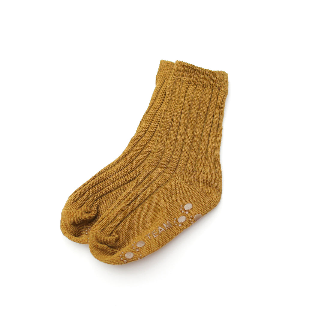 Ribbed Ankle Socks - Mustard