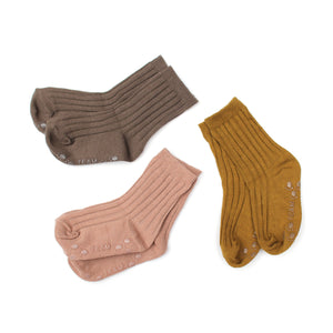 Ribbed Ankle Socks - Taupe