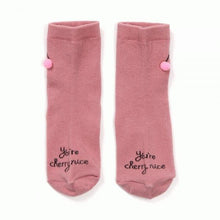 Cherry pom pom socks