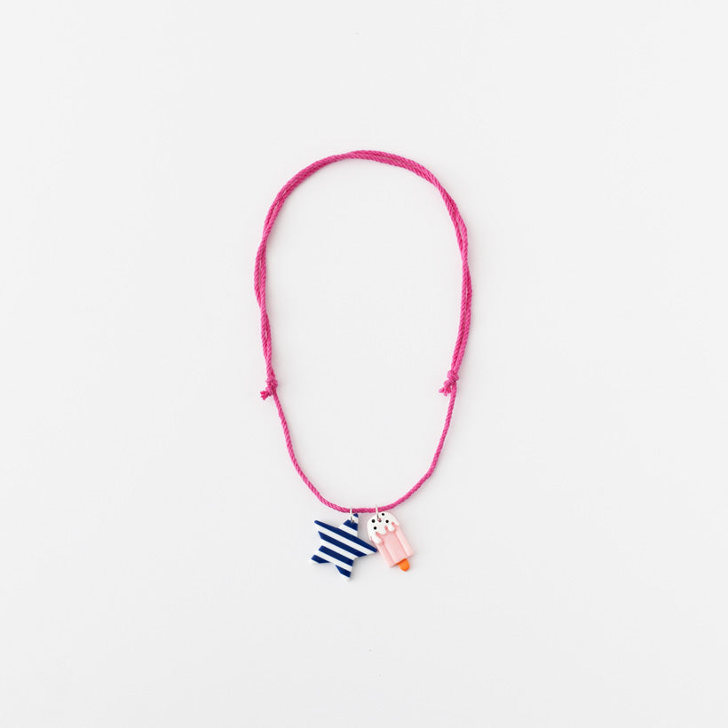 Star and ice cream necklaces (navy stripe star)