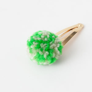 Pompom hair clips (Coral and Green Mix)