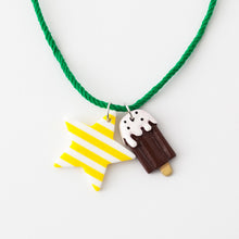 Star and ice cream necklaces (navy stripe star)