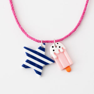 Star and ice cream necklaces (yellow stripe star)