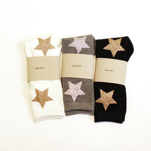 Twinkle socks - Dark gray with Silver Stars