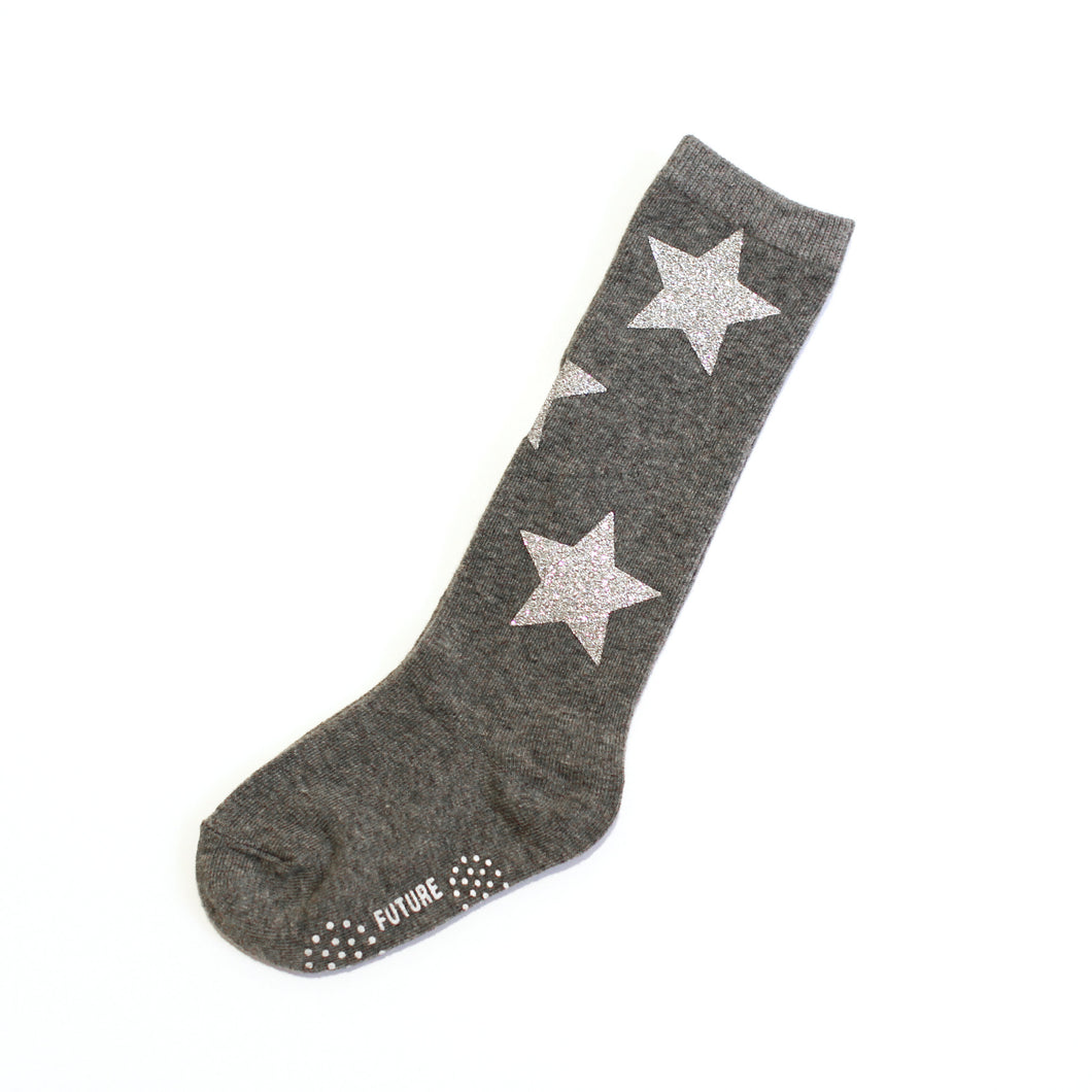 Twinkle socks - Dark gray with Silver Stars