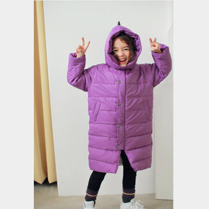 Dino long padded parka - purple
